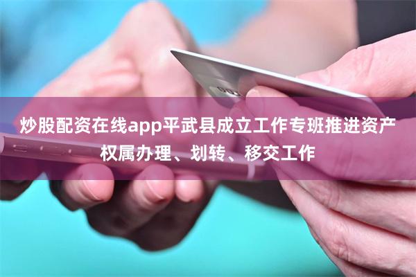 炒股配资在线app平武县成立工作专班推进资产权属办理、划转、移交工作